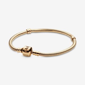 Pandora Moments Snake Chain Bracelet Gold | 682LPQEWU