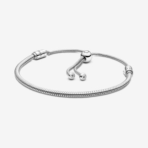 Pandora Moments Snake Chain Slider Bracelet Silber | 657ECDJBW