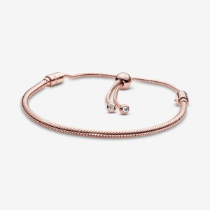 Pandora Moments Snake Chain Slider Bracelet Rosa Gold | 672PQSIMH