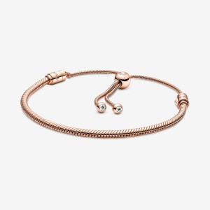 Pandora Moments Snake Chain Slider Bracelet Rosa Gold | 684CVLSHW