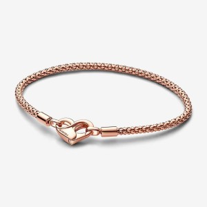 Pandora Moments Studded Chain Bracelet Rosa Gold | 052KAJLBC