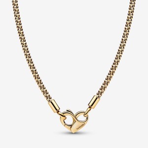 Pandora Moments Studded Chain Necklace Gold | 739IXBDOL