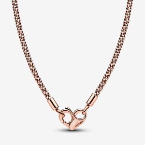 Pandora Moments Studded Chain Necklace Rosa Gold | 190WFLUOX