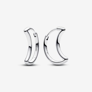 Pandora Moon Hoop Earrings Silber | 084GKUWZL