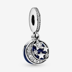 Pandora Moon & Blue Sky Dangle Charm Silber | 845ORDWFV