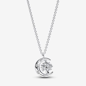 Pandora Moon & Spinning Tree Pendant Necklace Silber | 435YVWQTF