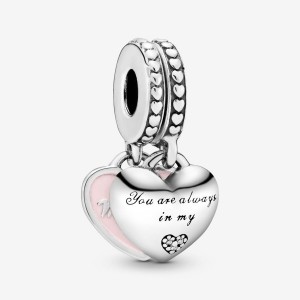 Pandora Mother & Daughter Hearts Dangle Charm Silber | 263WTBVOX