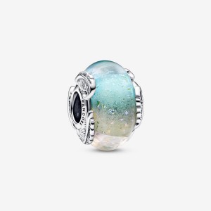 Pandora Multicolour Murano Glass & Curved Feather Charm Silber | 809GWKYRE