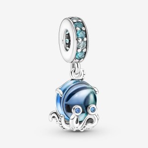 Pandora Murano Glass Cute Octopus Dangle Charm Silber | 092YQECHG