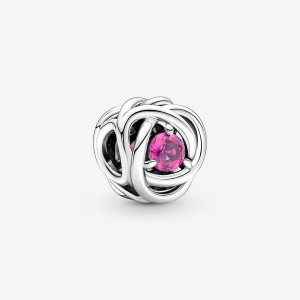 Pandora October Pink Eternity Circle Charm Silber | 261YIZWRM