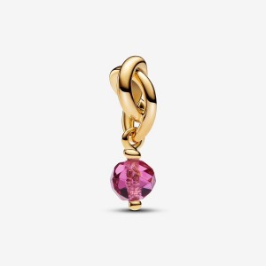 Pandora October Pink Eternity Circle Dangle Charm Gold | 056XVMOFE