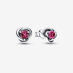 Pandora October Pink Eternity Circle Stud Earrings Silber | 135ABDVMN