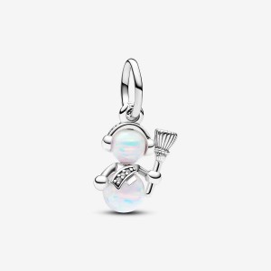 Pandora Opalescent Snowman Dangle Charm Silber | 341PTAEMQ