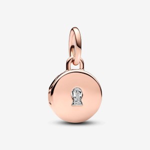Pandora Openable & Engravable Love Locket Dangle Charm Rosa Gold | 245EMSLXO
