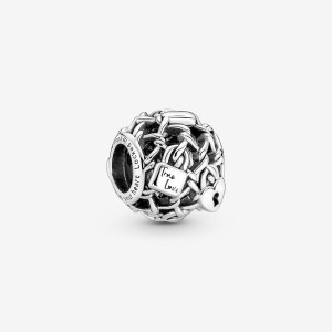 Pandora Openwork Chain Link Padlock Charm Silber | 291CTZKWJ