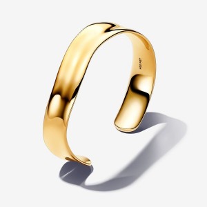 Pandora Organically Shaped Broad Open Bangle Gold | 820YFQHMN