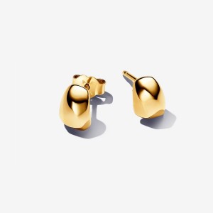Pandora Organically Shaped Stud Earrings Gold | 098PQISVD