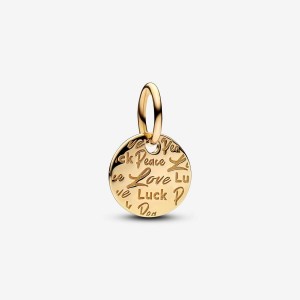 Pandora Peace, Love & Luck Dangle Charm Gold | 732EAZRXU