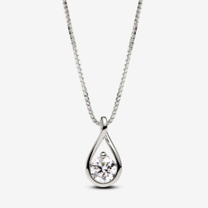 Pandora Pendant Necklace 1.00 carat tw 14k White Gold Weiß Gold | 215MLJUZC