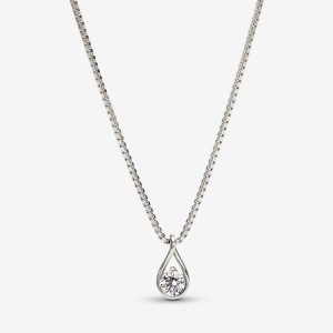 Pandora Pendant & Necklace 0.25 carat tw 14k White Gold Weiß Gold | 628BJNZVL