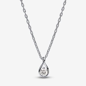Pandora Pendant & Necklace 0.25 carat tw Sterling Silver Silber | 503HCEXAV