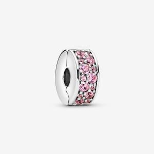 Pandora Pink Pave Clip Charm Silber | 206FZDLXI