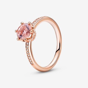 Pandora Pink Sparkling Crown Solitaire Ring Rosa Gold | 347JLQNXF