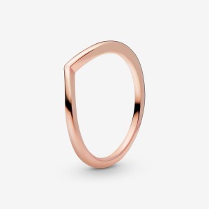 Pandora Polished Wishbone Ring Rosa Gold | 453XIOHYS