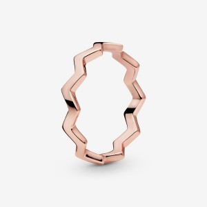 Pandora Polished Zigzag Ring Rosa Gold | 837CXFHLT