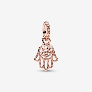 Pandora Protective Hamsa Hand Dangle Charm Rosa Gold | 496QFYDOC