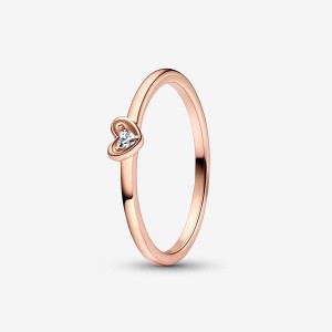 Pandora Radiant Heart Ring Rosa Gold | 764UCATZF