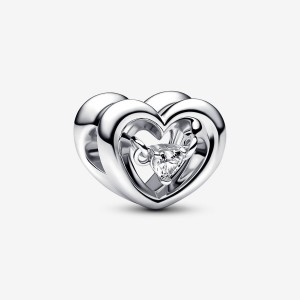 Pandora Radiant Heart & Floating Stone Charm Silber | 390OUQFSE