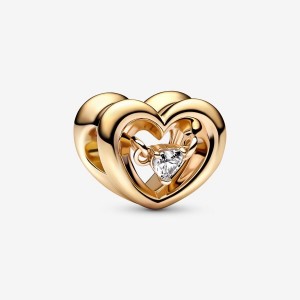 Pandora Radiant Heart & Floating Stone Charm Gold | 593SVOQMA