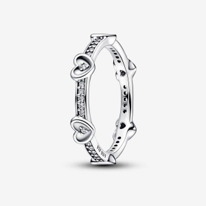Pandora Radiant Sparkling Hearts Ring Silber | 458SGDWRI