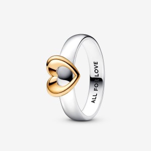 Pandora Radiant Two-tone Sliding Heart Ring Mehrfarbig | 325OGJCRK