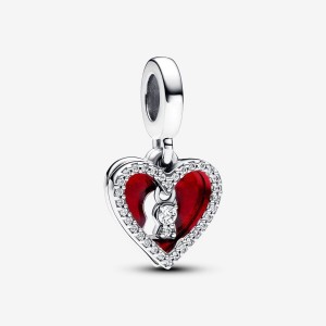 Pandora Red Heart & Keyhole Double Dangle Charm Silber | 869RGHJLE