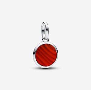 Pandora Red Murano Glass Engravable Mini Medallion Charm Silber | 850GLXNAD