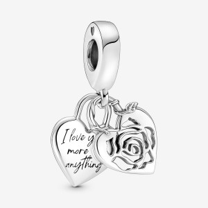 Pandora Rose Heart Padlock Dangle Charm Silber | 580UESVXT