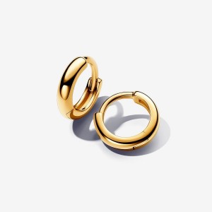 Pandora Round Huggie Hoop Earrings Gold | 543FTPWBJ