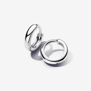 Pandora Round Huggie Hoop Earrings Silber | 723LVWIMK