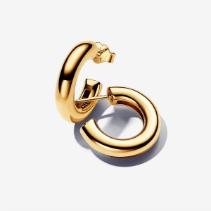 Pandora Round Open Hoop Earrings Gold | 250GTKEPV