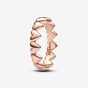 Pandora Row of Hearts Ring Rosa Gold | 635CUTVHB