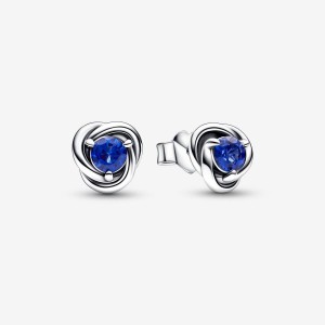Pandora September Birthstone Eternity Circle Stud Earrings Silber | 374UEYPLQ