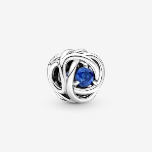 Pandora September Blue Eternity Circle Charm Silber | 457UJVMDC