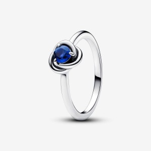 Pandora September Princess Blue Eternity Circle Ring Silber | 154WDCLVX