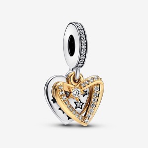 Pandora Shooting Star Hearts Double Dangle Charm Mehrfarbig | 965KDUCQE