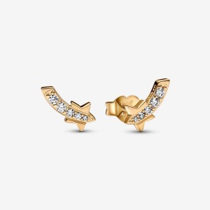 Pandora Shooting Star Pave Stud Earrings Gold | 316HKBCZP