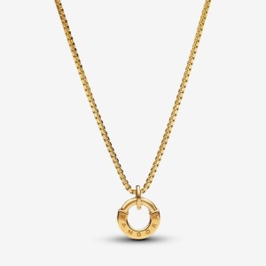 Pandora Signature I-D Collier Pendant & Necklace Gold | 693RTENUK