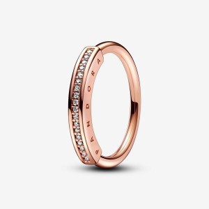 Pandora Signature I-D Pave Ring Rosa Gold | 279EXYLIR