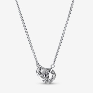 Pandora Signature Intertwined Pave Pendant Necklace Silber | 206UWFYNM